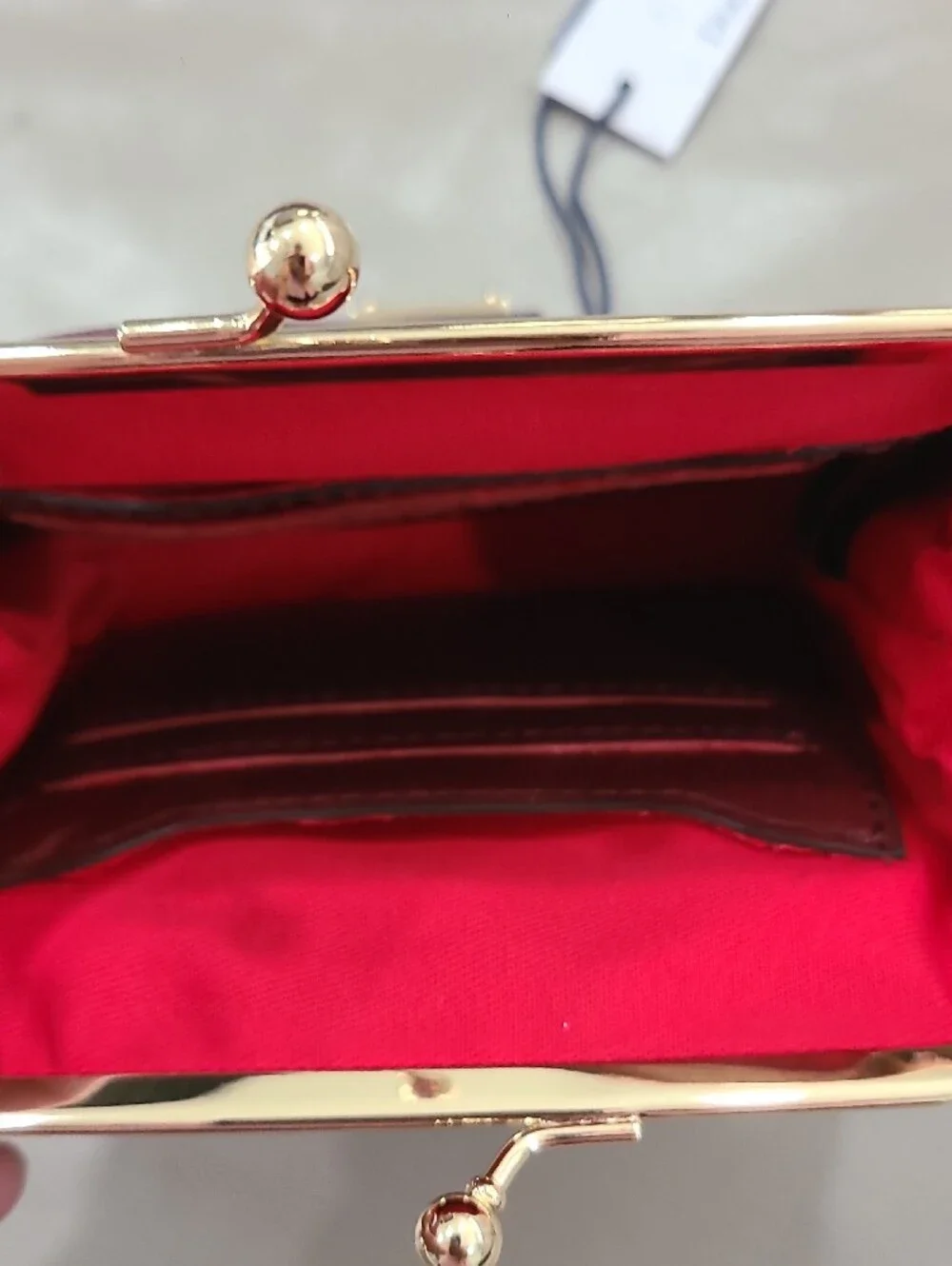 Dooney & Bourke Wine Saffiano Leather Kiss-Lock Coin Purse